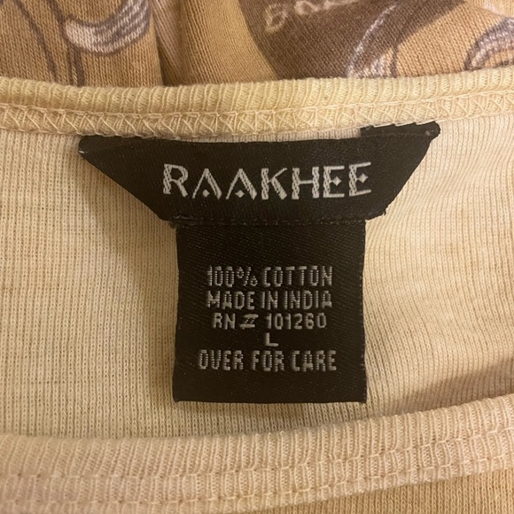 Raakhee multicolored graphic cafe 3/4 sleeve blouse size large - Picture 5 of 6